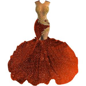 Sparkly Rhinestone Sequin Prom Dresses Beaded Applique Hollow Mermaid Pageant Gala Evening Party Gown (16, Orange) Sparkly Rhinestone Sequin Prom Dresses Beaded Applique Hollow Mermaid Pageant Gala Evening Party Gown (16, Orange)