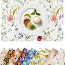 Placemats Set of 4 Waterproof Oilproof Table Mats Floral Pattern Washable Wipeable Heat Resistant Easy to Clean for Indoor Outdoor Party Kitchen Dining Table Decoration 12 * 18in