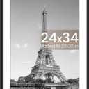 upsimples 24x34 Poster Frame, Display Pictures 20x30 with Mat or 24 x 34 Without, Wall Hanging Picture Frames, Black, 1 Pack