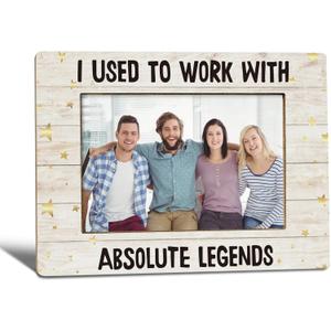 Retirement Picture Frame, Farewell Retirement Gifts for Coworkers Colleagues, Team Photo Frame 4x6, I Used to Work with Absolute Legends Wooden Photo Picture Frames for Desk Tabletop Decor