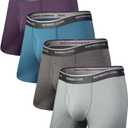BAMBOO COOL Men's Underwear Boxer Briefs Soft Breathable Underwear4 Pack M
