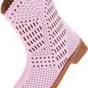 BMCiTYBM Girls Cowgirl Boots Unisex-Child Mid Calf Toddler Cowboy Boots Little Kids Western Boots Round Toe All Seasons Shoes (12-pink)