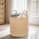 ShellKingdom Laundry Basket, Large Natural Rope Woven Storage Basket with Handles for Home, Living Room, Laundry, Storage Organizer for Blankets, Clothes, Plant, Toys, 15.7 x 13.8 INCH (Jute)