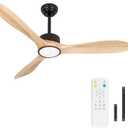iTni Wood Ceiling Fan with Lights,52Inch Ceiling Fans with Remote Control,Dimmable Light,3 CCT,6 Speeds,Noiseless DC Motor,2 downrod,Ceiling Fan for Bedroom,Living Room,Indoor