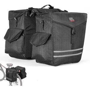 KEMIMOTO Bike Panniers Bag 40L Bicycle Panniers for Rear Rack with Waterproof Rain Cover, Ebike Saddle Bags, Bike Rack Bag, Saddlebags for Bikes, Black Large Capacity Reflective Strip