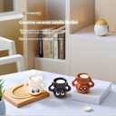 Ghost Candle Holder - Ceramic Halloween Tea Light Holder for Desk Decor, Spooky Cute Short Coal Ball Ornament, Gift for Adults Kids Party Office Desk Accessory (3.7 Inch) (Brown)