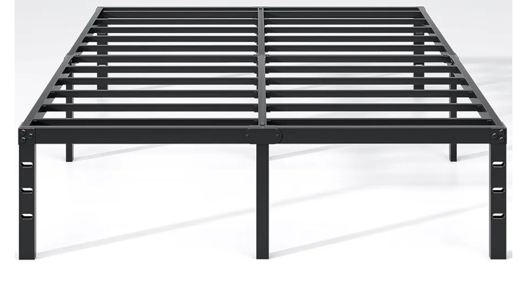Metal Bed Frame,Full Size Bed Frame with Storage Space,Heavy Duty Sturdy Mattress Foundation,Easy Assembly,No Box Spring Needed, Black,14 Inch,Full