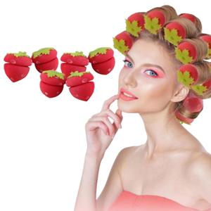 Strawberry Heatless Curlers, Strawberry Foam Rollers, Strawberry Hair Curlers, Heatless Hair Curler Overnight for Long Hair & Short Hair (6 Pcs)
