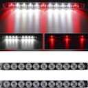 Partsam 2Pcs 15" Red 3 ID Bar w/Reverse white light 11 LED Truck Trailer RV Clear Lens Submersible Super Thin Led Trailer Tail Light Bar