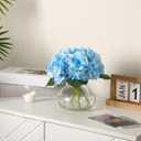Artificial Hydrangea Flowers with Glass Vase & Fake Water - Faux Hydrangea for Home Table, Wedding Party, Office Decor | Realistic Fake Hydrangeas, Silk Flowers for Vase Arrangement(Hydrangea, blue)