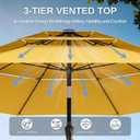 10ft Patio Umbrella, 3 Tier Outdoor Market Table Umbrellas with 8 Fiberglass Ribs and Push Button Tilt, Windproof, Vented Canopy, UV Protection for Deck, Pool, Backyard