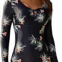Women's One Piece Long Sleeve Rash Guard UV Protection Printed Surfing Swimsuit Swimwear Bathing Suit, Size: Small