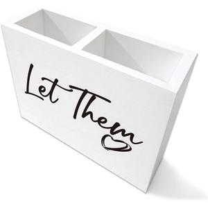 Let Them Cute Office Desk Decor sign for Women Men HR Manager Coworker Friend Employee Colleagues Wooden Pencil Holder Boss Day Gifts Funny Home Office Sign Accessories Desk Decor