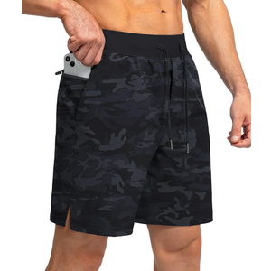 Men's Running Shorts with Zipper Pockets 5 Inch Lightweight Quick Dry Gym Workout Athletic Shorts for Men, L, Black