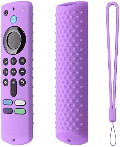 Silicone Remote Cover for Fire TV Stick 4K (2nd Gen) 2023, Fire TV Stick (3rd Gen) 2021,Fire TV Stick 4k&4K Max (2021 Release) Silicone Protective Case with Lanyard(Lavender Purple)