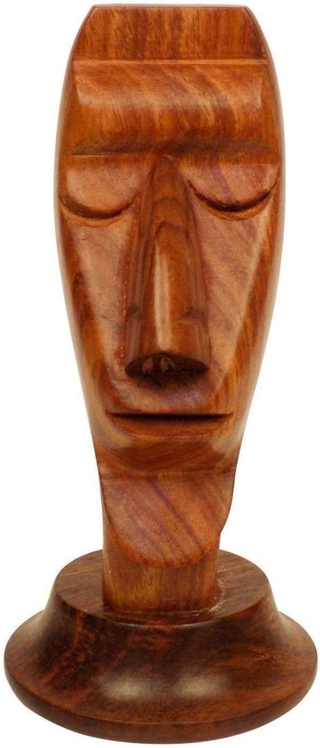 Handcrafted Wooden Spectacle Eyeglasses Holder Face Shaped Eyewear Retainer-Sunglasses Holder Display Stand, Spectacle Specs Stand- Optical Glass Accesories, Home Office Desk Decor Gift