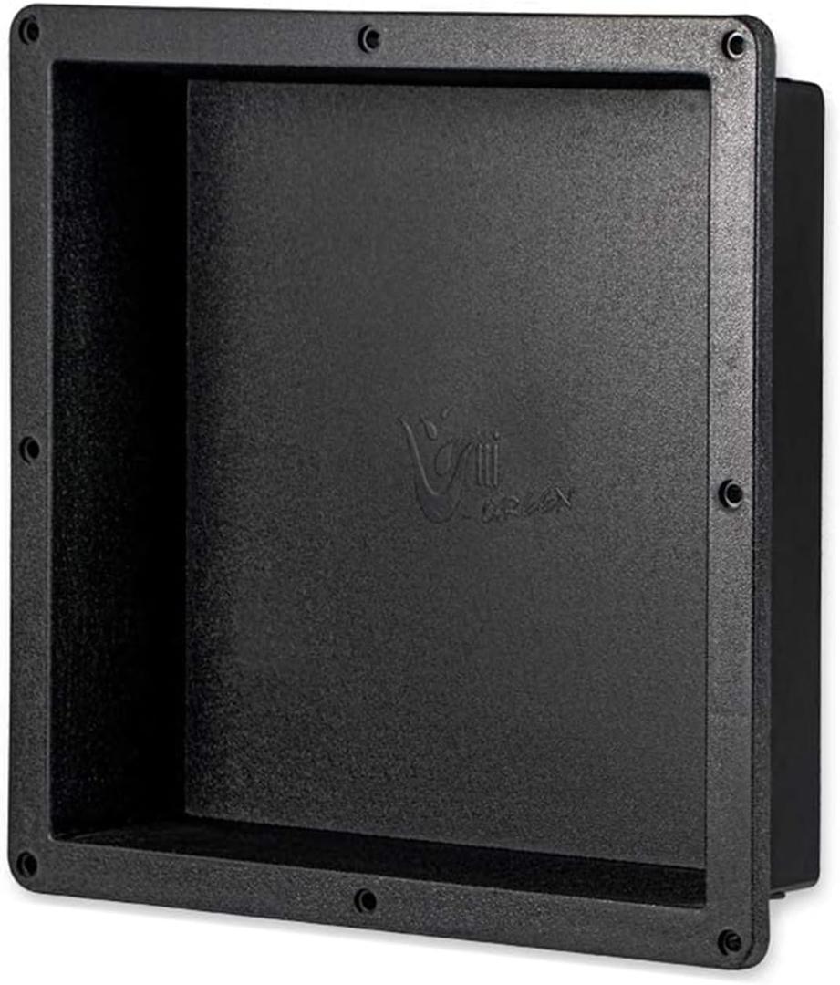 Shower Niche Insert Tile Ready, Black Recessed Bathroom Niche for Shower Wall, 15.65" L x 15.65" W x 4" D Shower Shelf for Inside Shower, Shampoo & Toiletries Storage, Easy to Installation Never Leak