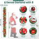Christmas Garland with Lights, 9FT 30 LED Prelit Christmas Garland for Mantle,Outdoor Indoor Christmas Decorations Garland Battery Operated with Timer, Bows,Flowers,for Stairs,Railing,Fireplace,Door