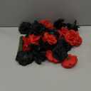 108pcs Roses Head Flowers with Stem - Red & Black Silver Graduation Artificial Flowers Rose Bulk - Silk Rose Fake Flower for Wedding Bouquet Decor DIY Baby Shower Centerpieces Grad Party Tables Decor