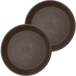 The HC Companies Flower Pot Saucers - Plastic Plant Saucer for Outdoors & Indoors - Traditional Design Plant Pot Trays for Water Drainage - Durable & Stylish Round Plant Tray (16-inch Chocolate)