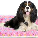 Mora Pets Dog Bed Crate Pad Ultra Soft Pet Bed with Cute Star Print Washable Crate Mat for Large Medium Small Dogs Reversible Fleece Dog Crate Kennel Mat Cat Bed Liner 29 x 21 inch Pink