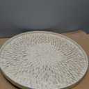 22" Round Mother of Pearl Serving Tray Ottoman Tray, Leaf, Blue