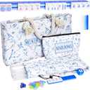 TIASUSAN 4 Layer Engraved American Mahjong Tile Set, 166 Acrylic Mahjong Tiles with White Bags, Racks and Pushers, Accessories, 1 x 1 x 19 inches
