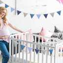 VitalCozy 17 ft Pennant Banner Flags, 2 Pcs Nursery Garland Triangle Bunting Flag Double Side Baby Banner for Boho Decor Baby Shower Birthday Wedding Party Event, Each 8.5 ft(Blue)