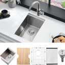 13 Inch Bar Sink Undermount Workstation,13x18 Undermount Bar Sink Small Bar Sinks 18 Gauge Stainless Steel Single Bowl Kitchen Sinks with Cutting Board (Brushed Nickel)