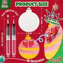 Wonderjune 20 Pcs Christmas Foam Texture Painting Paper for Craft, Magical Foam Texture Paper Sheet with Water Brush Pen, Handicraft Blank Painting Sheet for 3D Craft DIY Art Supplies (Christmas Ball)