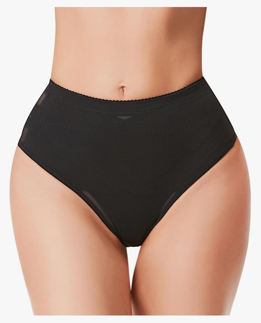 Tummy Control Thong Shapewear for Women Low Rise Thong Panties Seamless Body Shaper Girdle Underwear, Size L