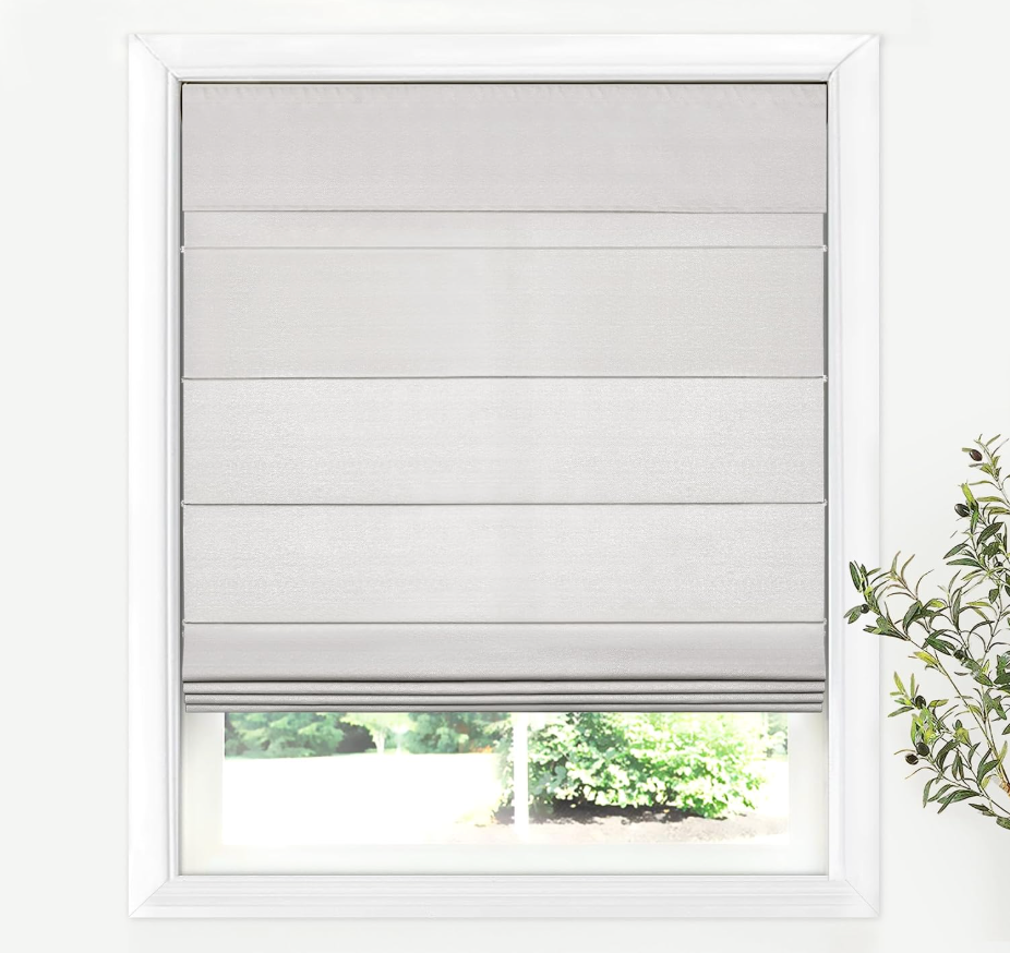 LazBlinds Cordless Roman Shades for Windows, 27" W × 60" H, Beige