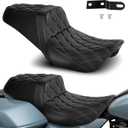Black Stitch One-Piece Seat Driver & Passenger Seat 2-Up Fit For 2008-2025 2026 Harley Touring Road King Road Glide Electra Glide