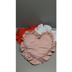 Heart Shaped Throw Pillow Love Heart Throw 20×16in/50×40cm Ruffle Valentine's Day Pillows for Couch Sofa Bed Love Decorative Plush Cushions Romantic Anniversary Decor Gift for Her(Light Pink) pack of 3