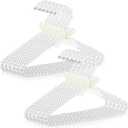 Threan White12 Pcs Pearl Beaded Clothes Hanger Mini Pearl Beads Small Metal Clothes Hangers with Ribbon Standard for Kids Baby Children Pet Dog