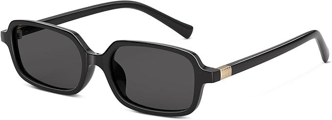 ELITERA Retro Polarized Sunglasses for Womens Men - Trendy Sunnies UV Protection Lightweight Vintage Sun Glasses(Black frame grey lens,52mm)