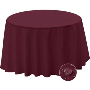 BYDOLL Table Cloth 70 Inch Round Tablecloth Fits Max60 Inch Diameter Table Top,Burgundy Polyester Washable Wrinkle-Free Spillproof Tablecloth for Party Patio Cover