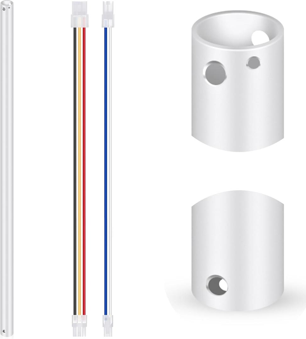 VIHOSE 36 Inch Ceiling Fan Downrod with Extension Cord 3 ft White Downrod for Ceiling Fan 1 Inch Outside Diameter Not Threaded Suitable for a Wide Range of Fans