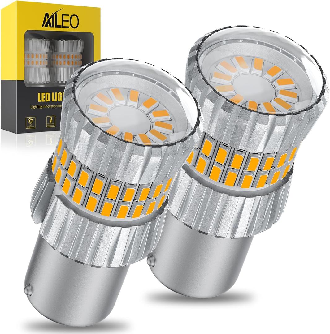 AILEO PY21W 7507 BAU15S LED Bulb Amber Turn Signal Light, 2024 Upgrade 500% Brighter Unique 1:1 Design - 1156 2641A 12496 7507AST LED Bulbs Yellow with Projectors, CANBUS for Turn Signal Light,2 PCS