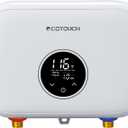 Tankless Water Heater Electric, ECOTOUCH 6kW 240V Point of Use Water Heater on Demand Water Heaters Instant Hot Water Heaters ETL Certificated Self-modulation ECO60SE White