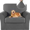 Turquoize 2 Piece Chair Covers Chair Slipcovers for Living Room Armchair Sofa Covers Chair Couch Cover with Arms Washable Furniture Protector for Chairs Feature Thick Fabric (Chair,Charcoal Gray)