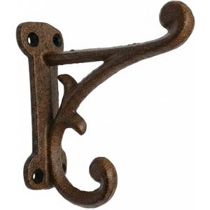 Comfy Hour Heavy Duty Cast Iron Wall Hook, Antique Brown Single Key Hanger for Wall Mount, Vintage Decorative Coat & Hat Hook, Recycled Metal Backpack & Purse Hanger, 1 Pack