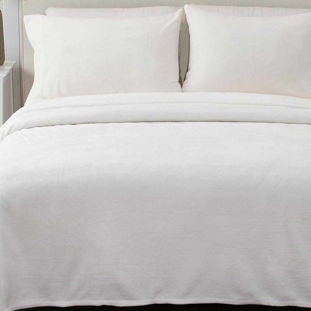 Great Bay Home Micro Fleece Extra Soft Cozy Velvet Plush Solid Sheet Set. Deluxe Bed Sheets with Deep Pockets. Velvet Luxe Collection (Queen) (Queen - 4 Piece Set, 07 - Winter White)