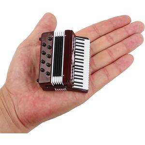 Miniature Accordion with Case Mini Musical Instrument Accordion Replica Collectible Figurines Dollhouse Accessories Model Home Decoration Display Ornament (Red, 2.76"x2.36"x1.18")