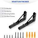 Ravinte 2 Pack 8 Inch Folding Shelf Brackets  Matte Black, Heavy Duty Collapsible Brackets for Tables and Benches  Space-Saving Design