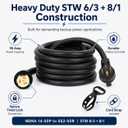 50 Amp Generator Extension Cord 13FT, NEMA 14-50P to SS2-50R with CS6364 Twist Lock Connector, STW 6/3 + 8/1 Heavy Duty Power Cord for Generator to House, Transfer Switch & Power Inlet Box