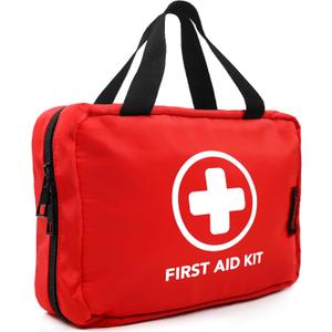 330 Piece First Aid Kit, Premium Waterproof Compact Trauma Medical Kits for Any Emergencies, Ideal for Home, Office, Car, Travel, Outdoor, Camping, Hiking, Boating (Red)