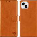 ZZXX for iPhone 15 Wallet Case with [RFID Blocking] Card Slot Kickstand Magnetic Closure Leather Flip Fold Protective Phone Case for iPhone 15 Case Wallet(Brown-6.1 inch)