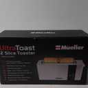 Mueller UltraToast Full Stainless Steel Toaster 2 Slice, Long Extra-Wide Slots with Removable Tray, Cancel/Defrost/Reheat Functions, 6 Browning Levels with LED Display, Housewarming Gifts New Home