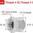 Joywayus 1/2 G Male to 3/8 Compression Female Thread Bushing Pipe Fitting, Nickel Plated Brass Reducer Faucet Connector Water Hose Adapter, Supply Line Adapter for RV Kitchen Bathroom Plumbing 2PCS